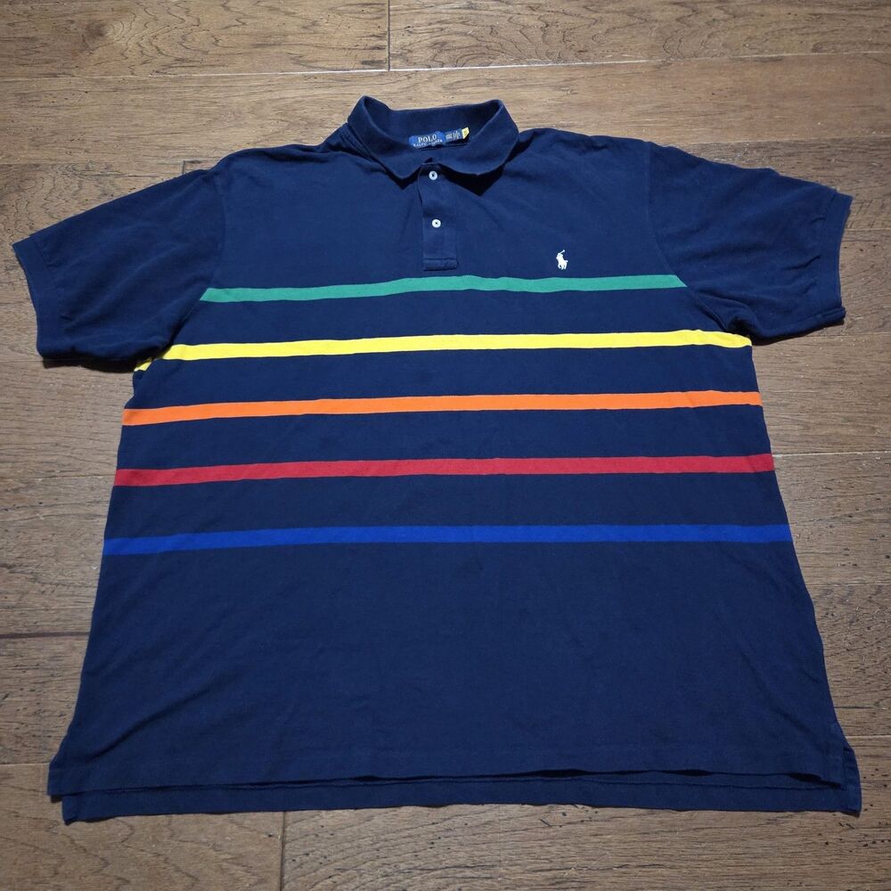 Polo Ralph Lauren Shirt Mens 3XLT Polo Short Sleeve Pony Golf Summer Striped